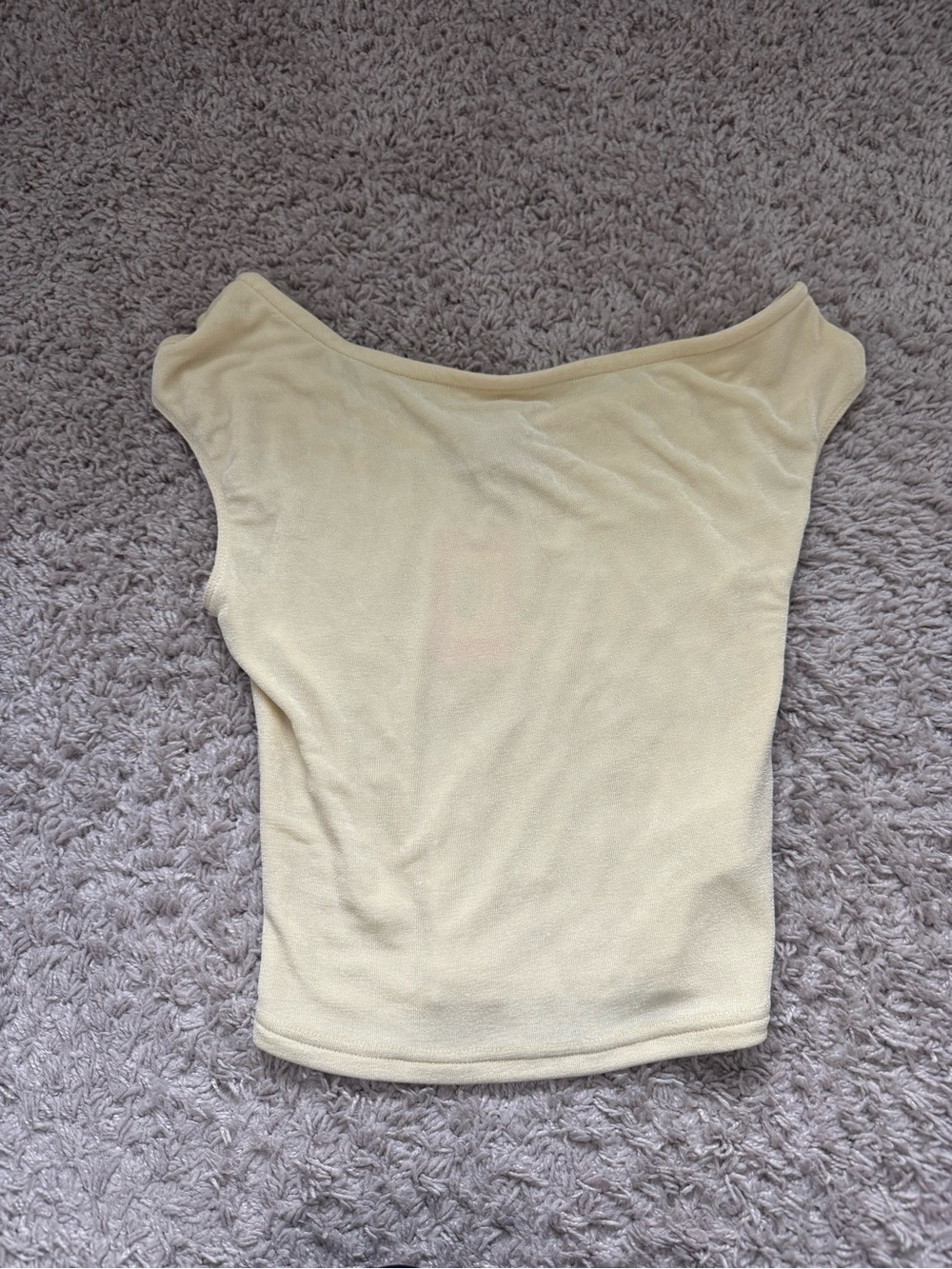 Edikted Pale Yellow Off-Shoulder Crop Top